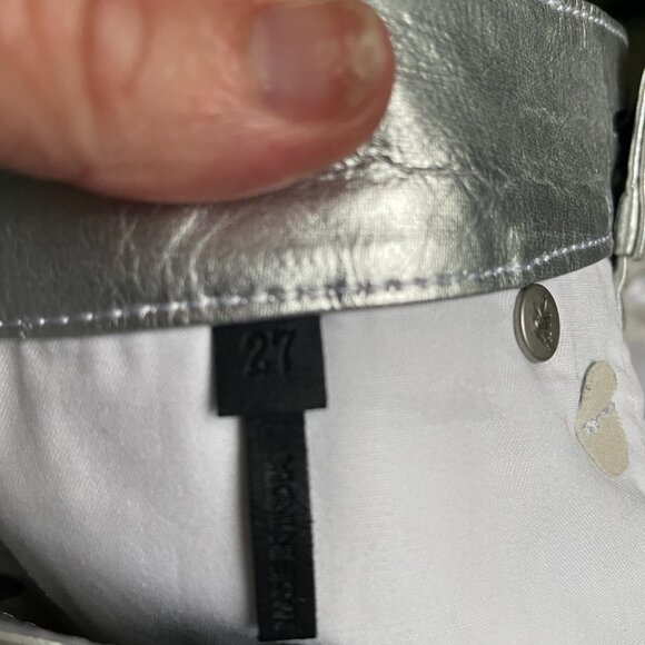 Rag & Bone Silver Metallic Leather Mini Skirt Size 27 - Picture 3 of 5